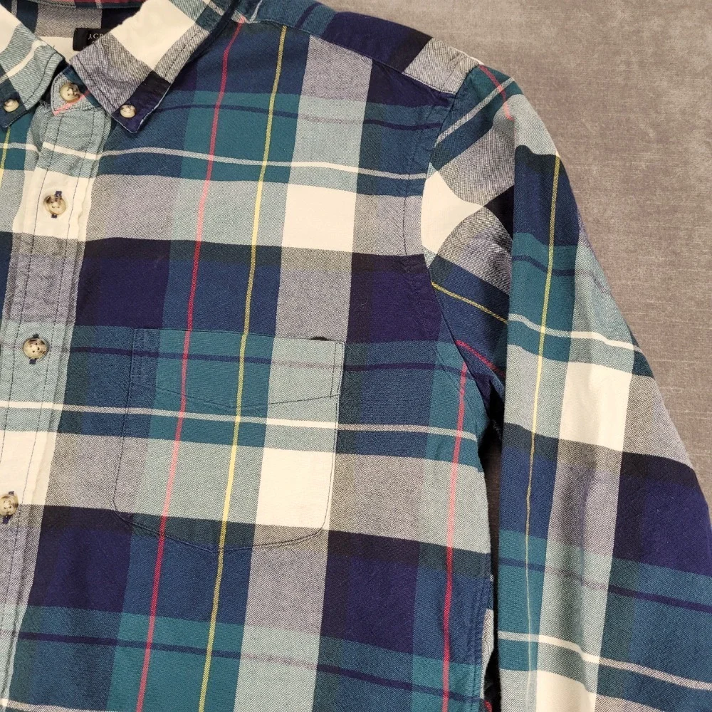 J. Crew‎ Oxford Shirt Slim Fit Plaid Button Down Long Sleeve L